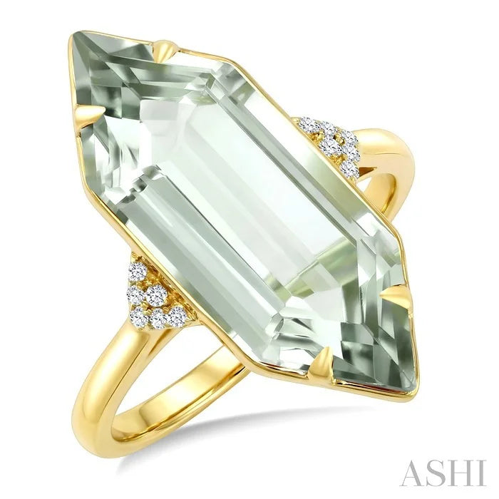 Evoque Gemstone Hexagon Shape & Diamond Ring
