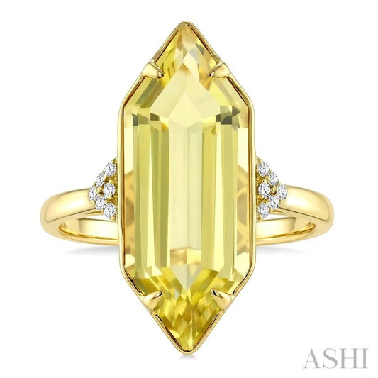 Evoque Gemstone Hexagon Shape & Diamond Ring