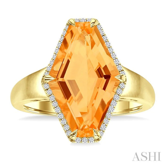 Evoque Gemstone Hexagon Shape & Halo Diamond Ring