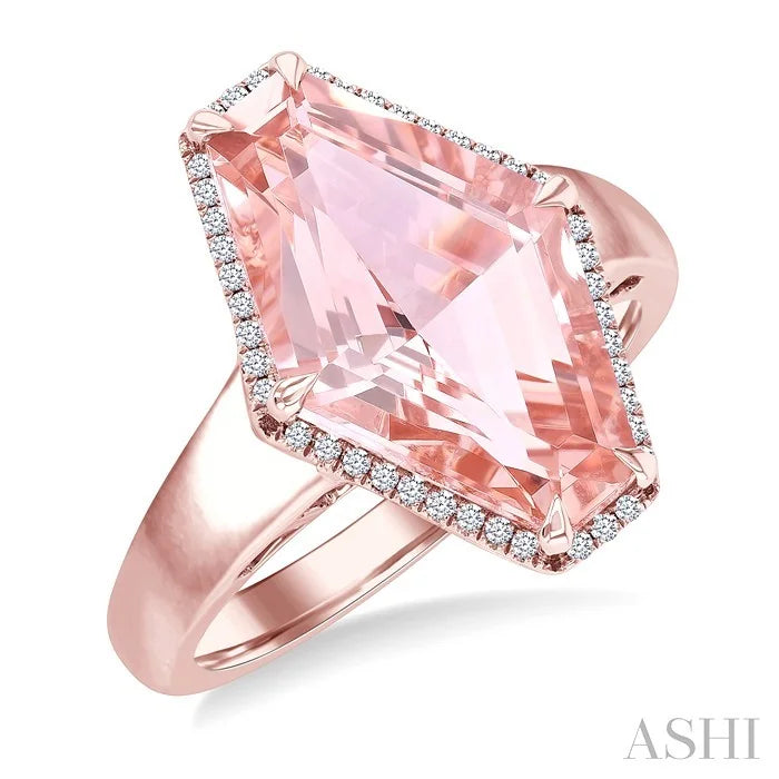 Evoque Gemstone Hexagon Shape & Halo Diamond Ring