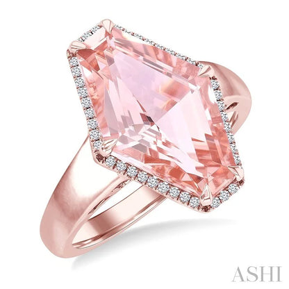 Evoque Gemstone Hexagon Shape & Halo Diamond Ring