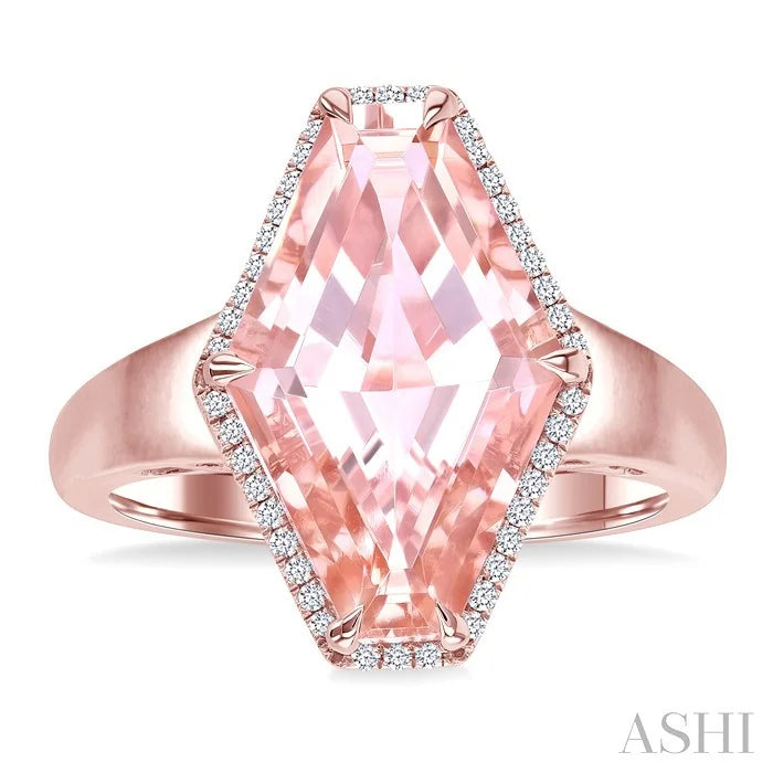 Evoque Gemstone Hexagon Shape & Halo Diamond Ring