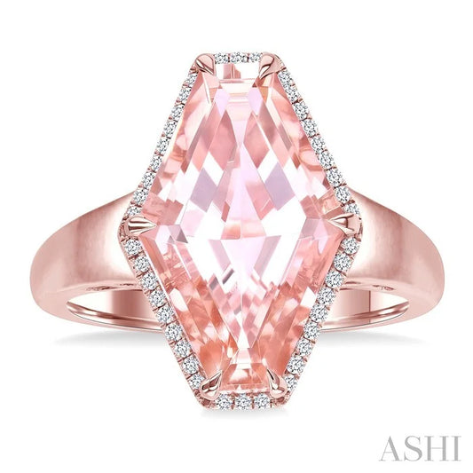 Evoque Gemstone Hexagon Shape & Halo Diamond Ring