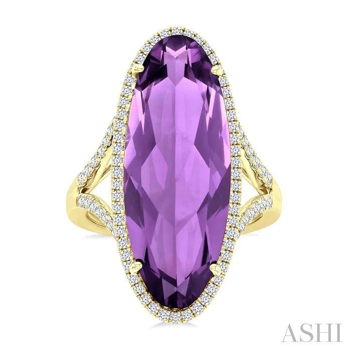 Evoque Gemstone Oval Shape & Halo Diamond Ring