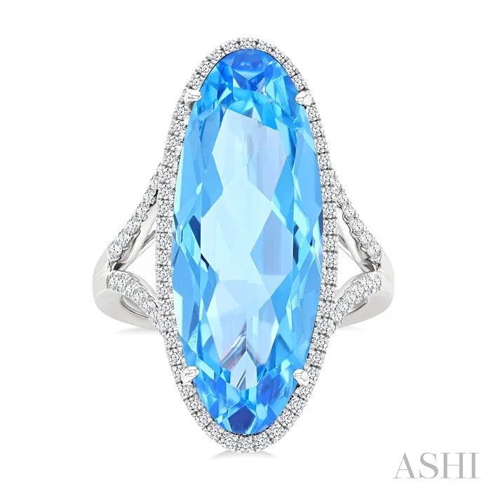 Evoque Gemstone Oval Shape & Halo Diamond Ring
