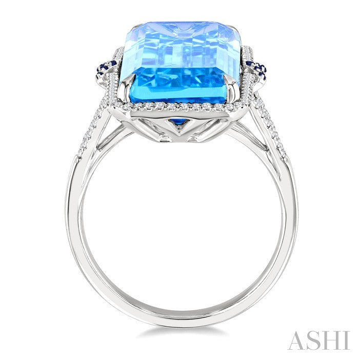 Evoque Gemstone Emerald Shape & Halo Diamond Ring