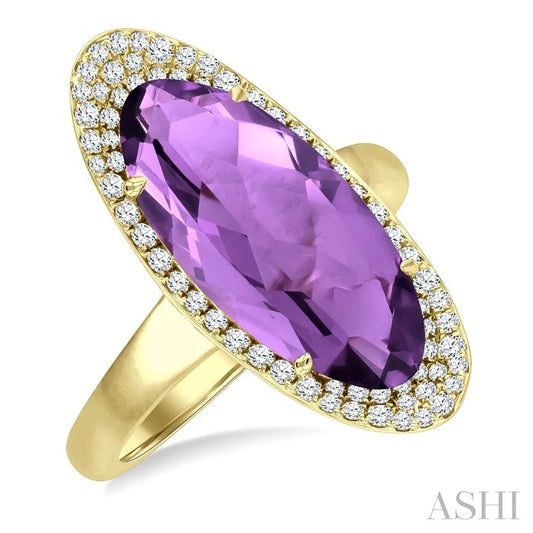 Evoque Gemstone Oval Shape & Halo Diamond Ring