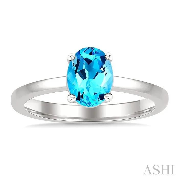 Oval Shape Gemstone Solitaire Ring