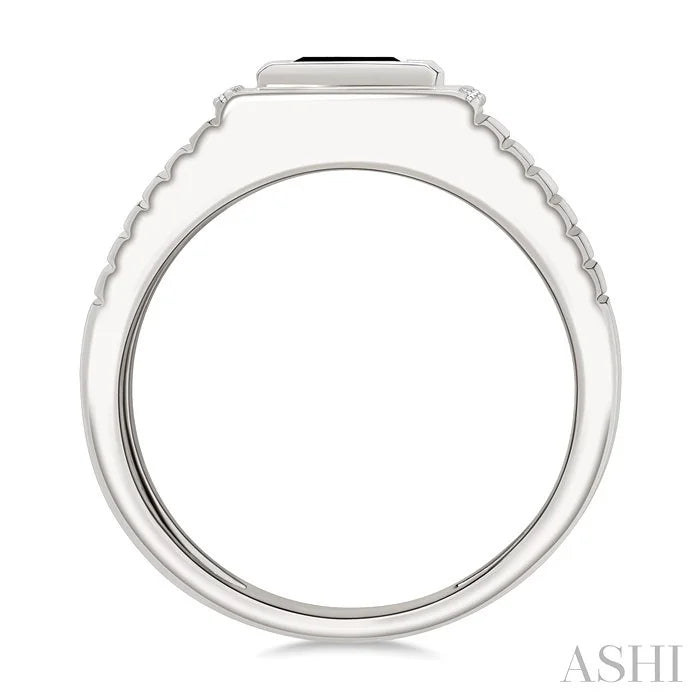 Emerald Shape Men'S Onyx Diamond Ring