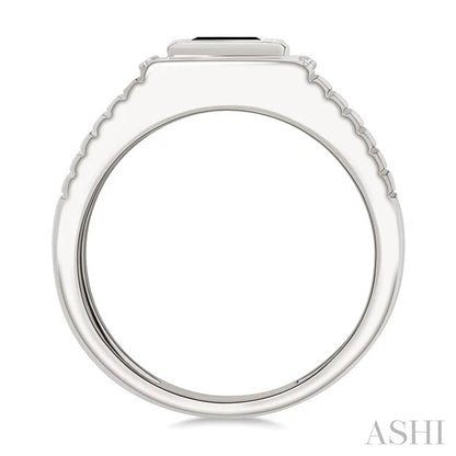 Emerald Shape Men'S Onyx Diamond Ring