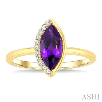 Marquise Shape Gemstone & Diamond Ring