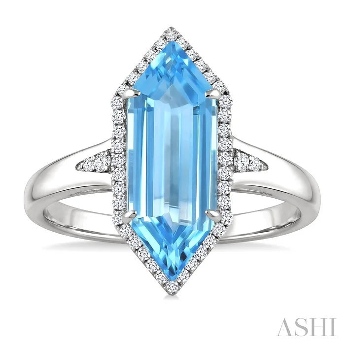 Evoque Gemstone Hexagon Shape & Halo Diamond Ring