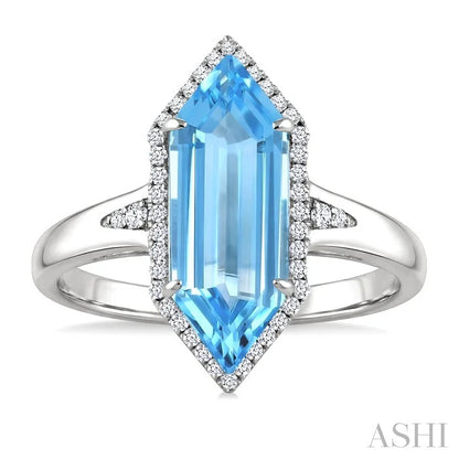 Evoque Gemstone Hexagon Shape & Halo Diamond Ring