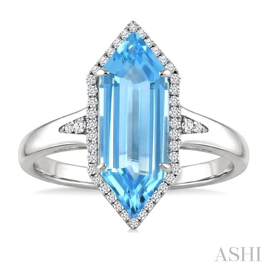 Evoque Gemstone Hexagon Shape & Halo Diamond Ring