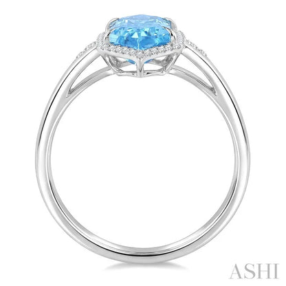 Evoque Gemstone Hexagon Shape & Halo Diamond Ring