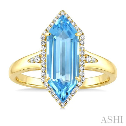 Evoque Gemstone Hexagon Shape & Halo Diamond Ring