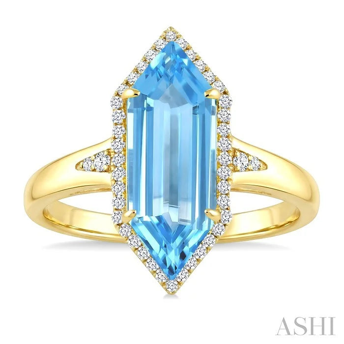 Evoque Gemstone Hexagon Shape & Halo Diamond Ring
