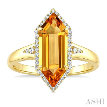 Evoque Gemstone Hexagon Shape & Halo Diamond Ring