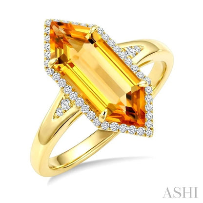 Evoque Gemstone Hexagon Shape & Halo Diamond Ring