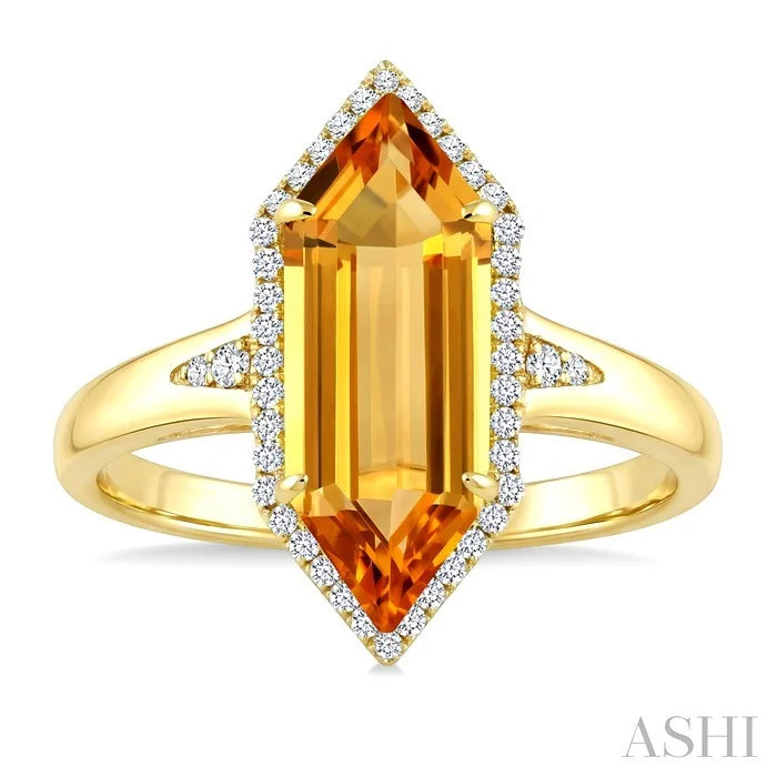 Evoque Gemstone Hexagon Shape & Halo Diamond Ring