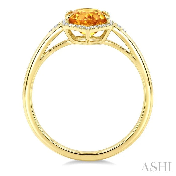 Evoque Gemstone Hexagon Shape & Halo Diamond Ring