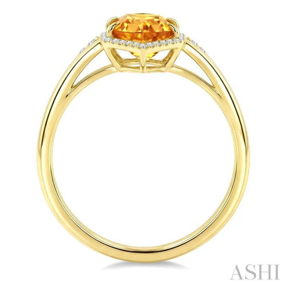 Evoque Gemstone Hexagon Shape & Halo Diamond Ring