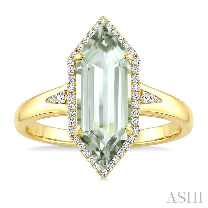 Evoque Gemstone Hexagon Shape & Halo Diamond Ring
