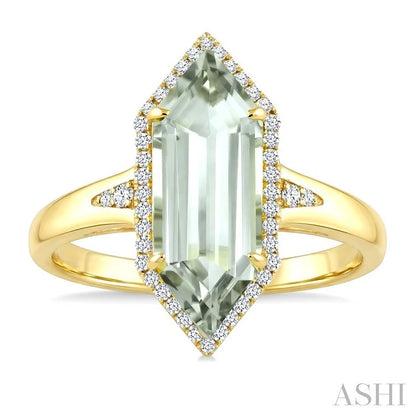 Evoque Gemstone Hexagon Shape & Halo Diamond Ring
