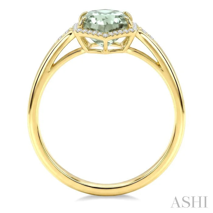 Evoque Gemstone Hexagon Shape & Halo Diamond Ring