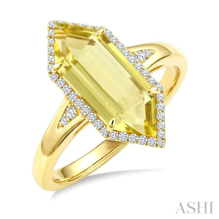 Evoque Gemstone Hexagon Shape & Halo Diamond Ring