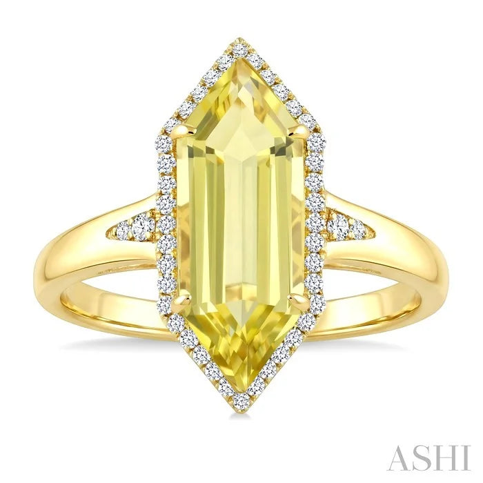 Evoque Gemstone Hexagon Shape & Halo Diamond Ring