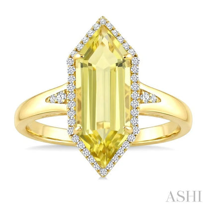 Evoque Gemstone Hexagon Shape & Halo Diamond Ring