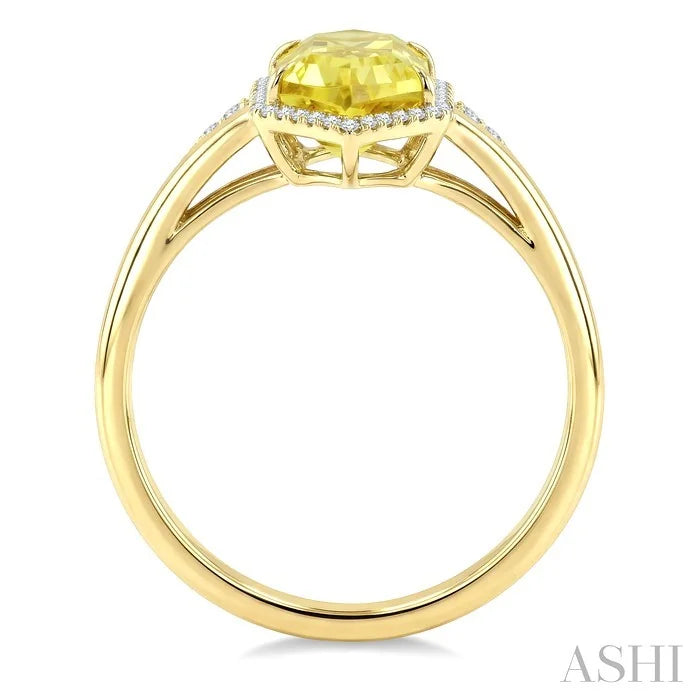 Evoque Gemstone Hexagon Shape & Halo Diamond Ring