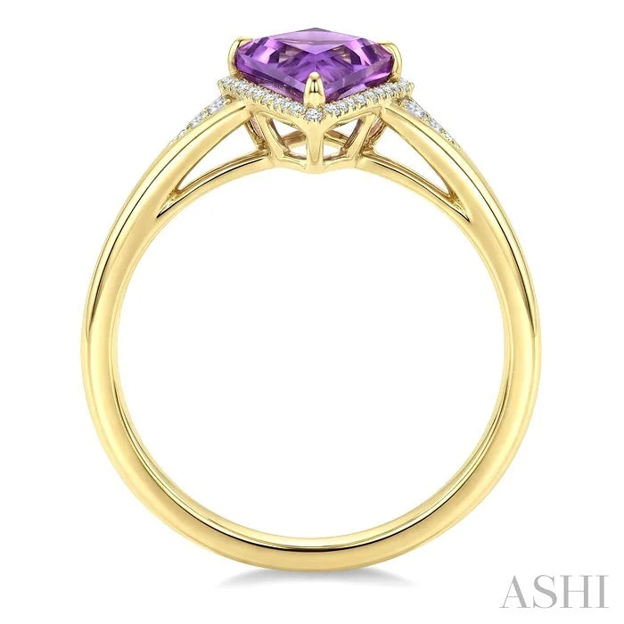 Evoque Gemstone Kite Shape & Halo Diamond Ring