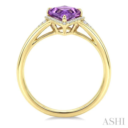 Evoque Gemstone Kite Shape & Halo Diamond Ring