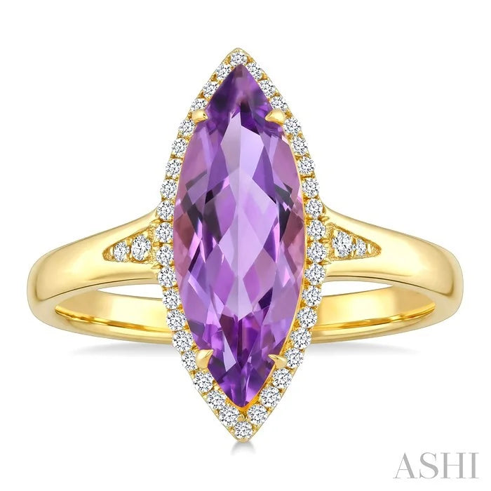 Evoque Gemstone Marquise Shape & Halo Diamond Ring