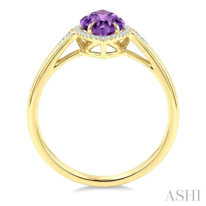 Evoque Gemstone Marquise Shape & Halo Diamond Ring