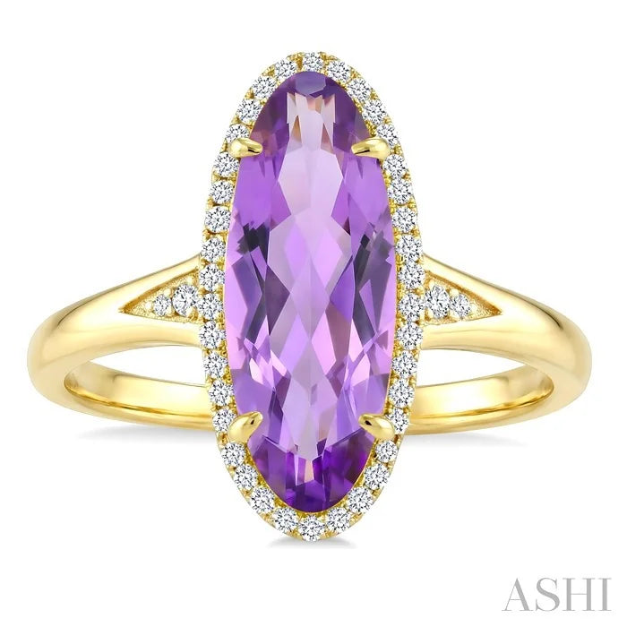 Evoque Gemstone Oval Shape & Halo Diamond Ring