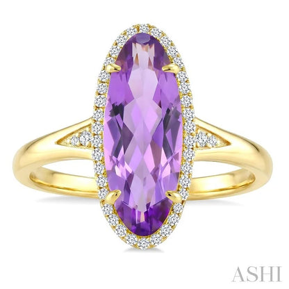 Evoque Gemstone Oval Shape & Halo Diamond Ring