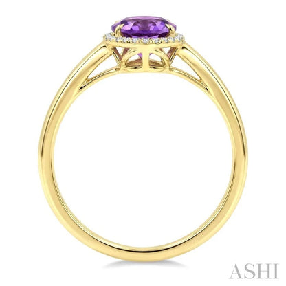 Evoque Gemstone Oval Shape & Halo Diamond Ring