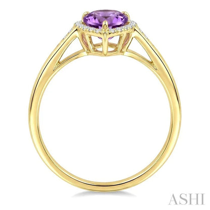 Evoque Gemstone Pear Shape & Halo Diamond Ring