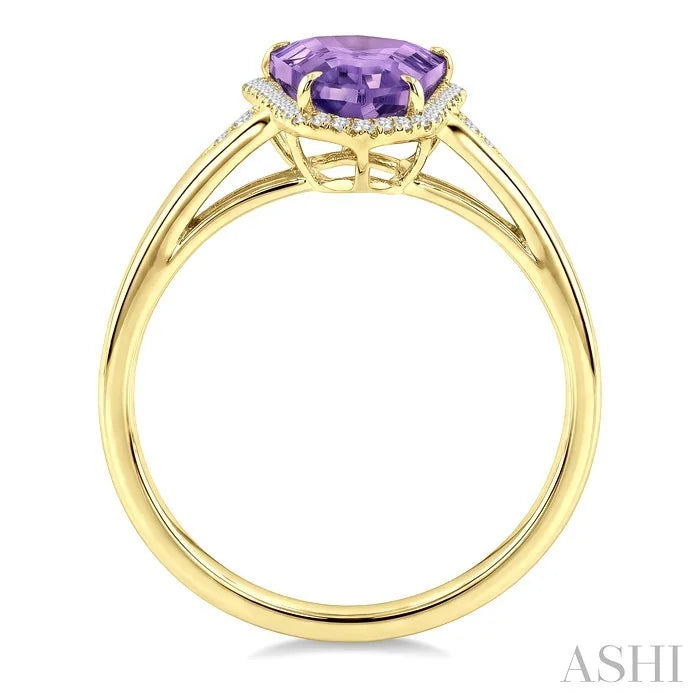 Evoque Gemstone Shield Shape & Halo Diamond Ring