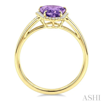 Evoque Gemstone Shield Shape & Halo Diamond Ring