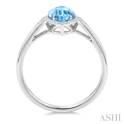 Evoque Gemstone Marquise Shape & Halo Diamond Ring