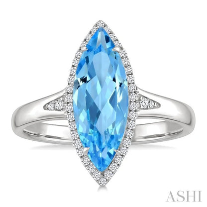Evoque Gemstone Marquise Shape & Halo Diamond Ring