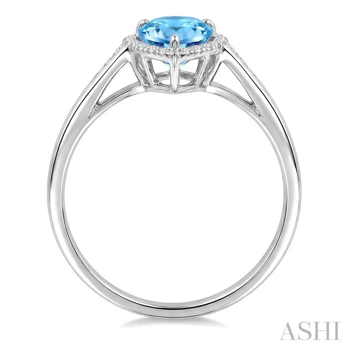 Evoque Gemstone Pear Shape & Halo Diamond Ring