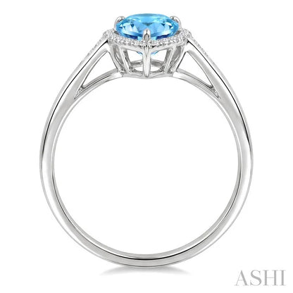 Evoque Gemstone Pear Shape & Halo Diamond Ring