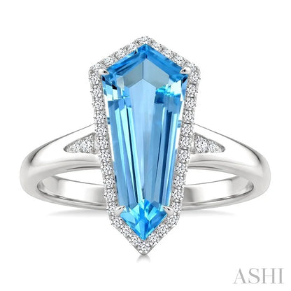Evoque Gemstone Shield Shape & Halo Diamond Ring