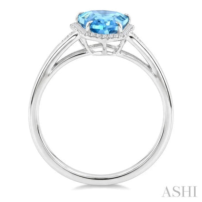 Evoque Gemstone Shield Shape & Halo Diamond Ring