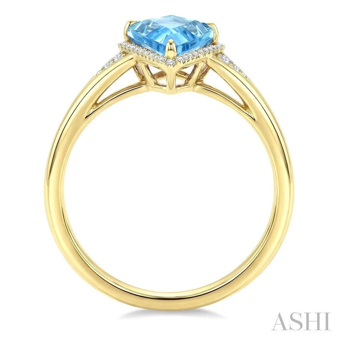 Evoque Gemstone Kite Shape & Halo Diamond Ring